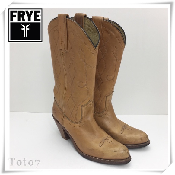 Frye Shoes - Frye Vintage Western Boot Tan Brown / Narrow Wide